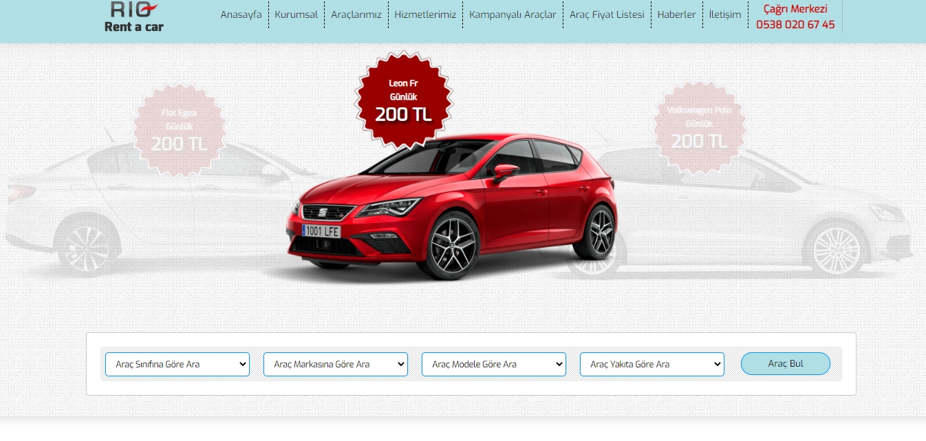 Rent A Car Web Site Tasarm